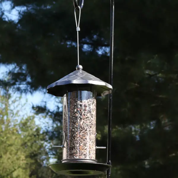 Sunnydaze Decor Wild Bird Seed Feeder with Acorn Style Roof - Gray - 13"