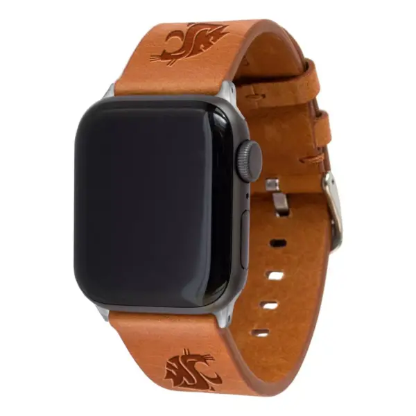 NCAA Washington State Cougars Apple Watch Compatible Leather Band 38/40mm - Tan