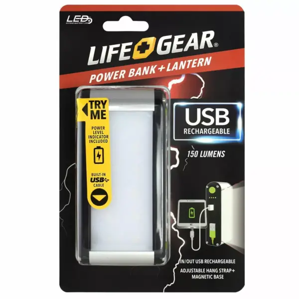 Life Gear 150 Lumens USB Rechargeable Multi Function LED Lantern Power Bank