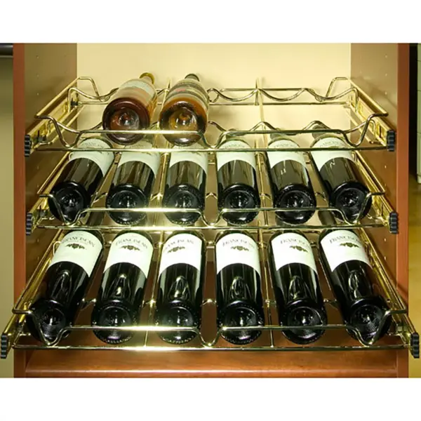 Rev-A-Shelf Sidelines 5WBR-30CR-1 30 Inch Single Chrome Wire Pullout 7 Wine Bottle Rack Display Organizer for 14 Inch Deep Kitchen Pantry