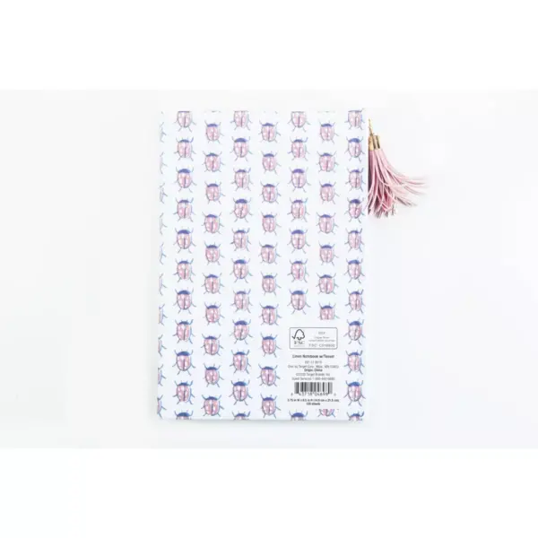 Notebook College Ruled Linen with Tassel Pink Beetles - Opalhouse™