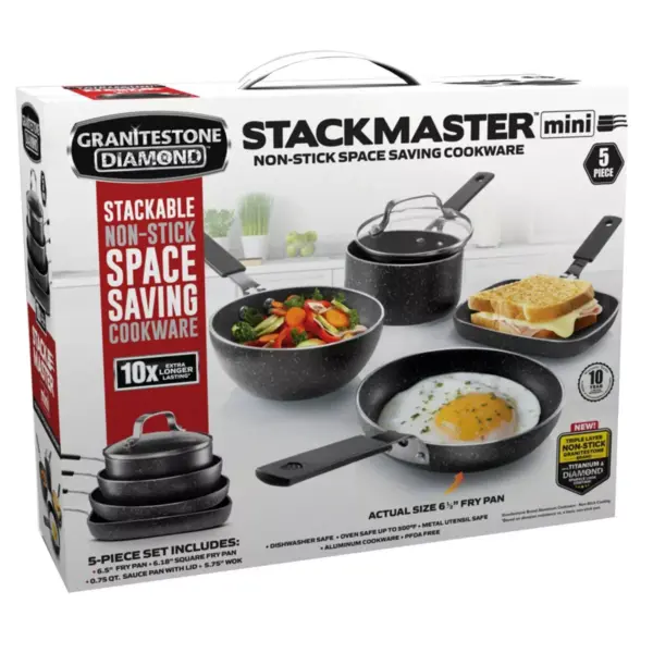 Granitestone Diamond Personal/Mini Stackable 5pc Cookware Set