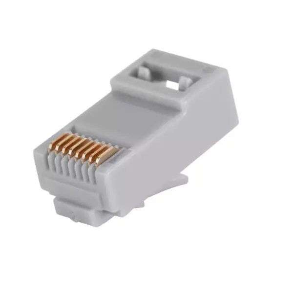 Monoprice 8P8C RJ45 Plug With Inserts For Solid Cat6 Ethernet Cable - Gray (100 pcs/pack) Gold Plated Contacts