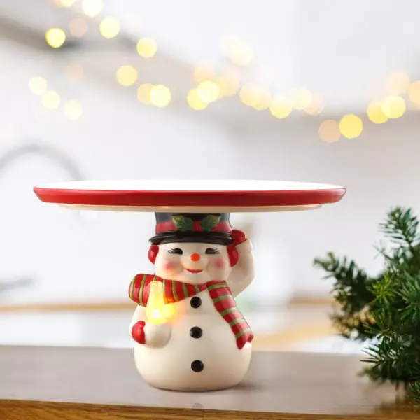 10" Ceramic Snowman Cake Serving Platter - Mr. Christmas