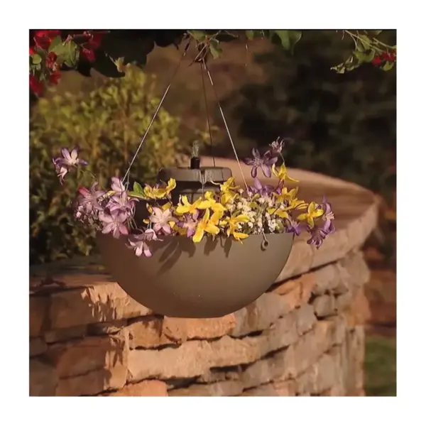 8" 3-in-1 Polyresin Fountain Planter and Bird Feeder Taupe - Bernini