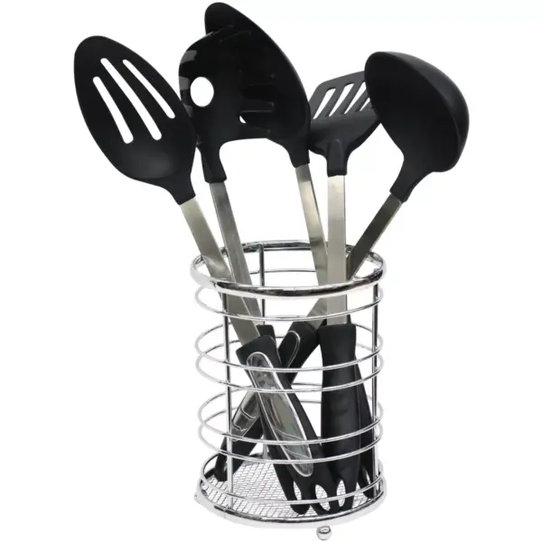 Home Basics Chrome Plated Steel Cutlery Holder