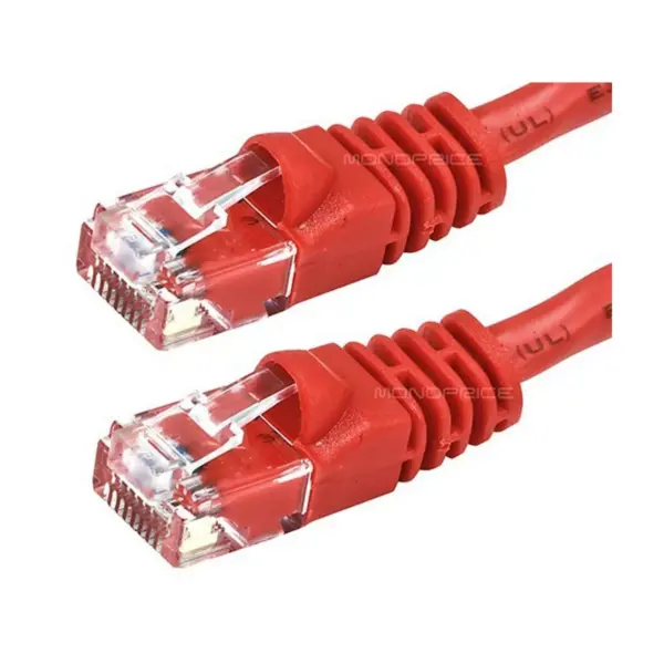 Monoprice Cat5e Ethernet Patch Cable - 50 Feet - Red | Network Internet Cord - RJ45, Stranded, 350Mhz, UTP, Pure Bare Copper Wire, 24AWG