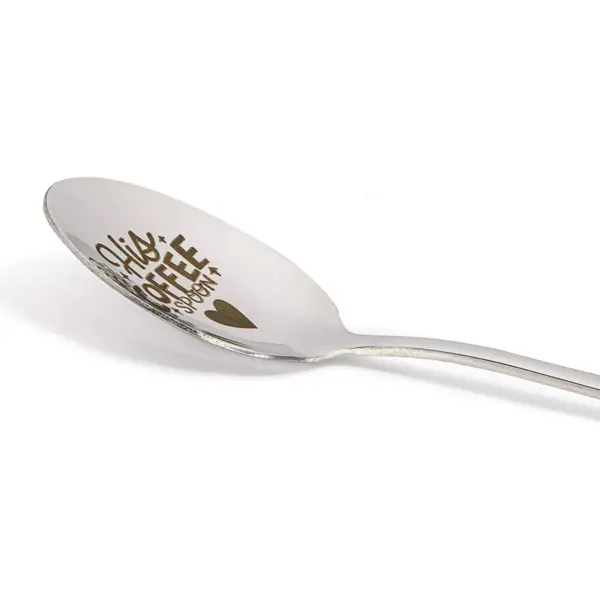 Engraved Spoon Gift Set, His Coffee Spoon, Her Coffee Spoon (7.8 In, 2 Pack)