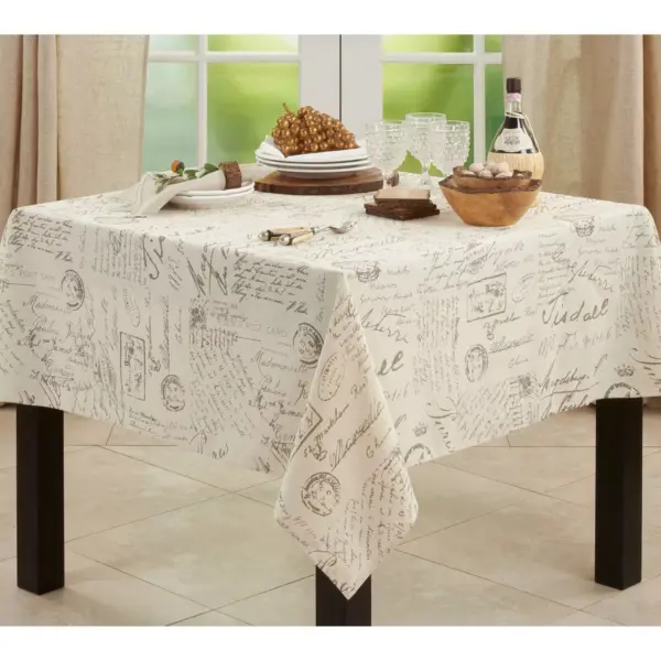 Beige Letters Tablecloth - Saro Lifestyle