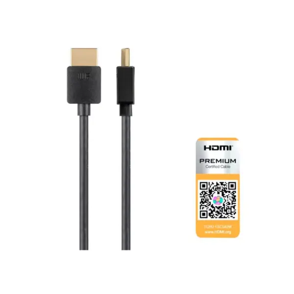 Monoprice High Speed HDMI Cable - 5 Feet - Black| Certified Premium, 4K@60Hz, HDR, 18Gbps, 36AWG, YUV, 4:4:4 - Ultra Slim Series