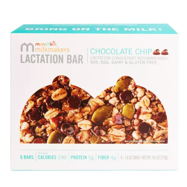 Munchkin Milkmakers 6pk Lactation Bars Gluten Free - Chocolate Chip