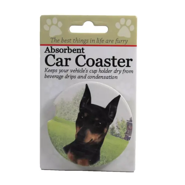 Car Coaster 2.5" Miniature Pinscher Coaster Absorbant E & S Pet  -  Coasters