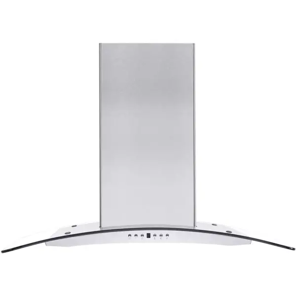 ZLINE GL14i-36 400 CFM 36 Inch Middle Island Mount Ductless Range Hood with 4 Speed Motor and LED Lights, Stainless Steel and Glass Style