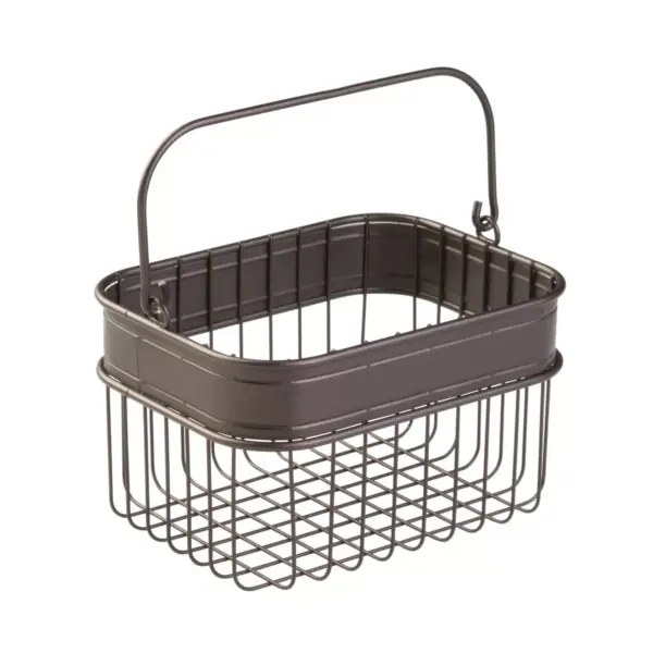 mDesign Small Metal Kitchen Food Storage Organizer Basket with Handle - Bronze