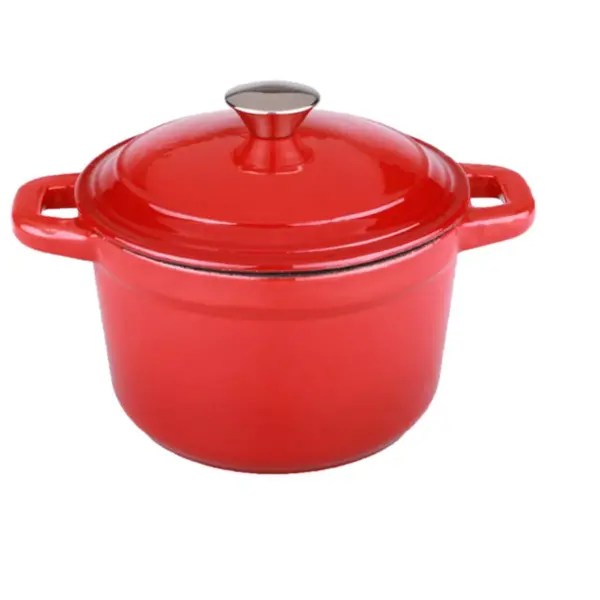 BergHOFF Neo 3 Qt Cast Iron Round Covered Dutch Oven, Red