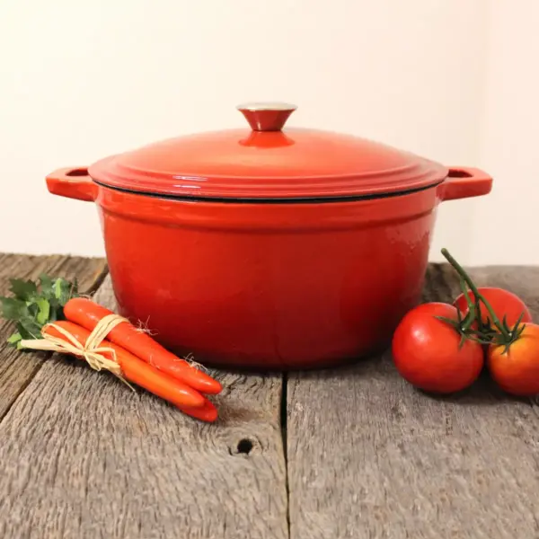 BergHOFF Neo 7 Qt Cast Iron Round Covered Casserole, Orange