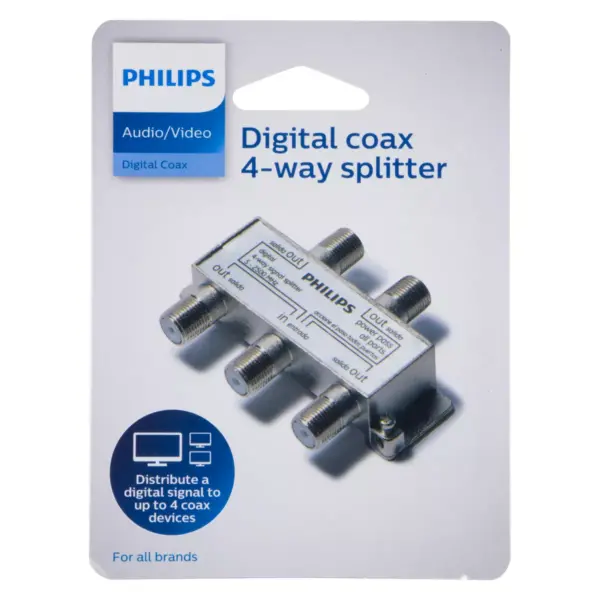 Philips Digital Coax 4-Way Splitter - Gray