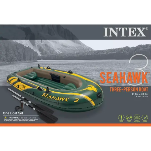 Intex Seahawk 3 Inflatable raft Set and 2 Transom Mount 8 Speed Trolling Motors