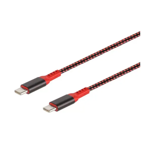 Monoprice Stealth Charge and Sync USB 2.0 Type-C to Type-C Cable - 1.5 Feet - Red, Up to 5A/100W, For USB-C Enabled Devices Laptops MacBook Pro