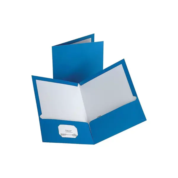 Staples 2-Pocket Laminated Folders Light Blue 10/Pack 13373-CC