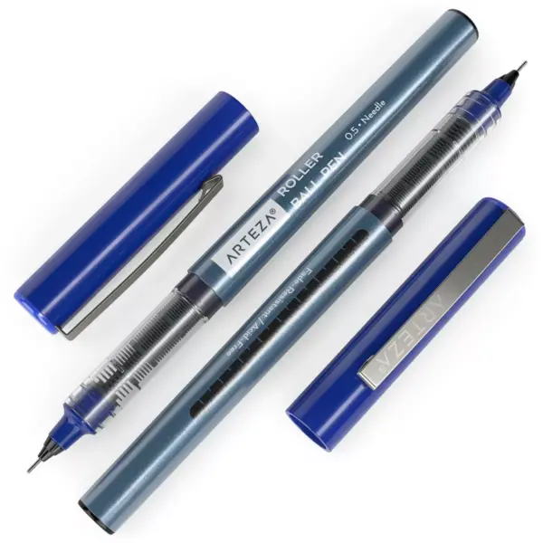 Arteza Roller Ball Pens, Blue, 0.5 mm Needle Point - Pack of 40 (ARTZ-9285)