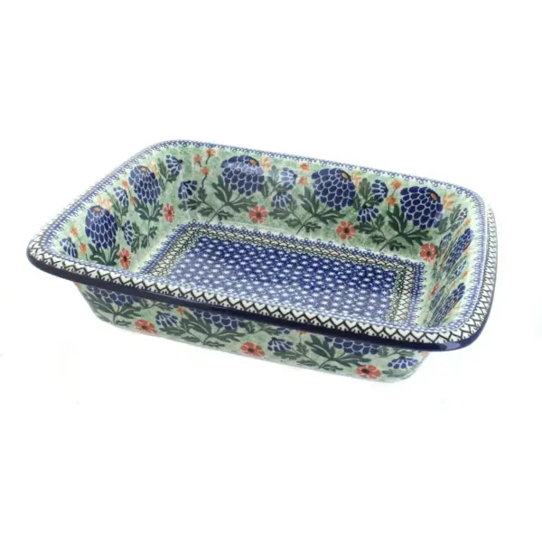 Blue Rose Polish Pottery Sofia Medium Rectangular Baker