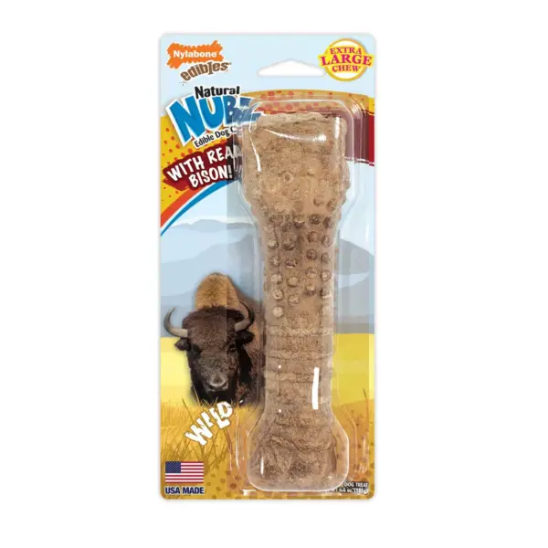 Nylabone Natural Extra Large Nubz with Wild Bison Flavored Dental Chew Dog Treats - 1ct