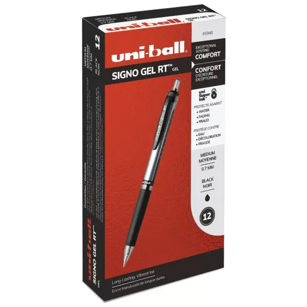 uni-ball GEL RT Signo Retractable Gel Pens Medium Point Black Ink 514249