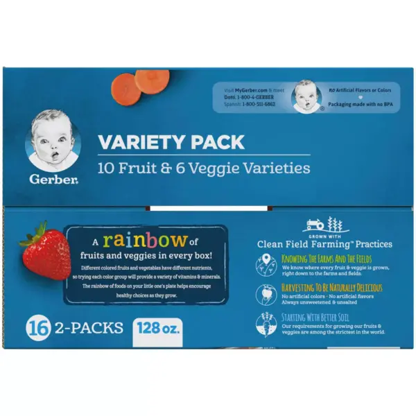 Gerber Sitter 2nd Foods 16pk Fruit & Veggie Baby Food Variety Pack - 128oz