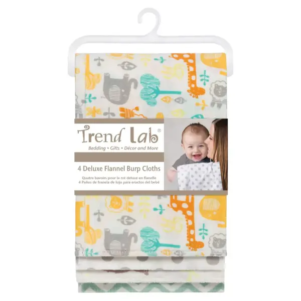 Trend Lab Jungle Flannel Burp Cloth Set - Mint 4pk