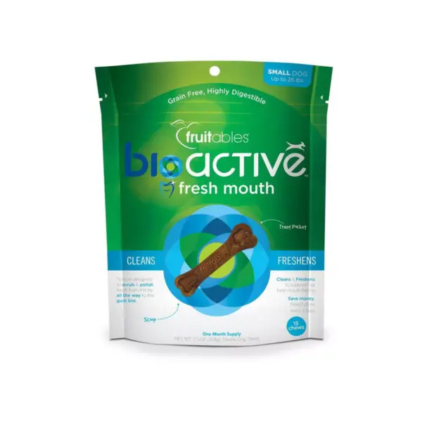 Fruitables Bioactive Dental Chews for Small Dogs One Month Supply Dog Treats - 15ct