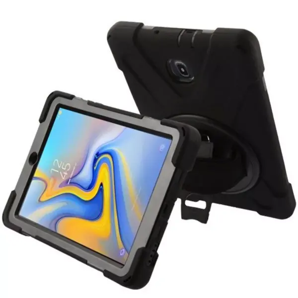 Valor Rotatable Stand with Wristband Hard Hybrid Plastic TPU Cover Case w/stand For Samsung Galaxy Tab A 8.0 2018 - Black