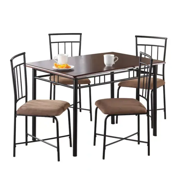 5pc Set With Merek Wood and Metal Dining Deep Walnut - Dorel Living