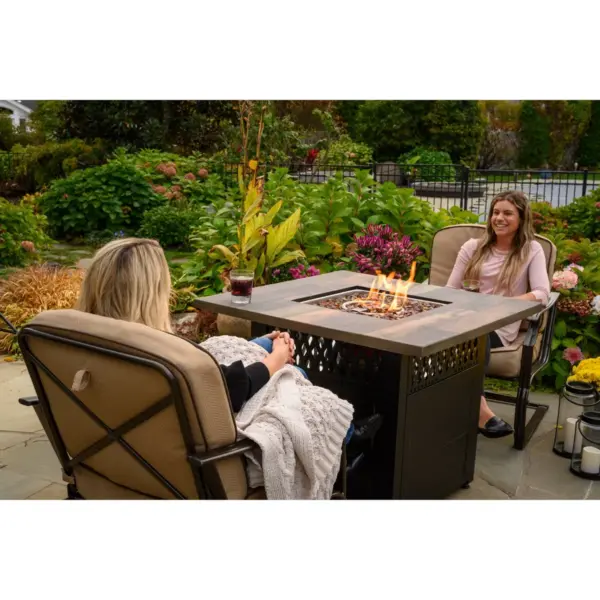 Harris Dual Heat Gas Outdoor Fire Pit/Patio Heater with Wood-Look Resin Mantel - Endless Summer