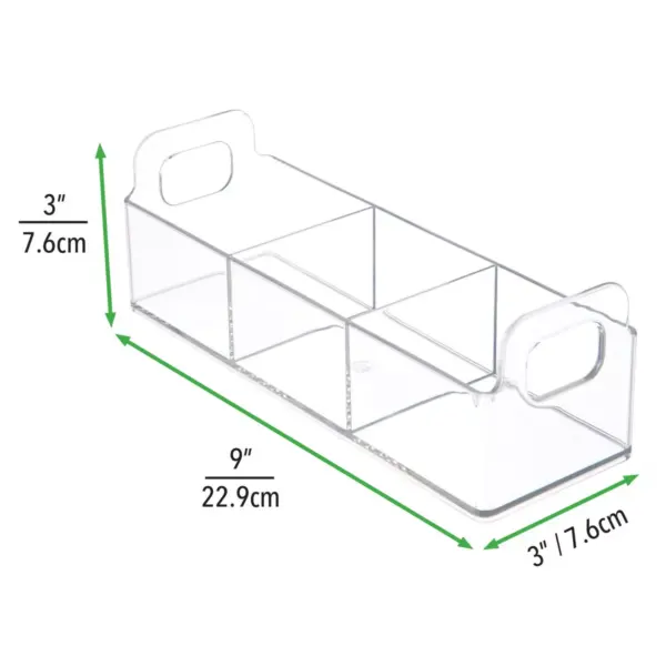 mDesign Plastic Kitchen Tea Bag Organizer Storage Caddy Holder, 4 Pack - Clear