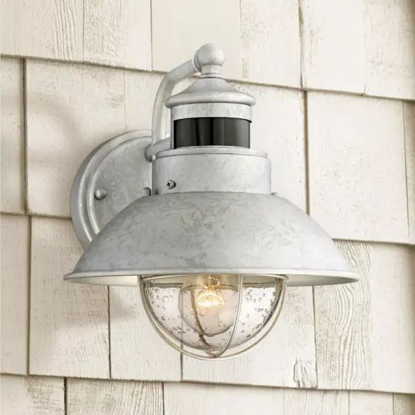 John Timberland Outdoor Wall Light Fixture Farmhouse Galvanized 9" Motion Security Sensor Dusk to Dawn for House Patio Porch