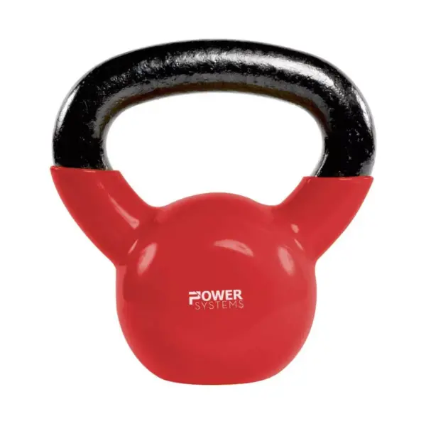 Power Systems Premium Vinyl Covered Cast Iron Kettlebell Prime Home Gym Exercise Weight Training Accessory, 35 Pounds, Red