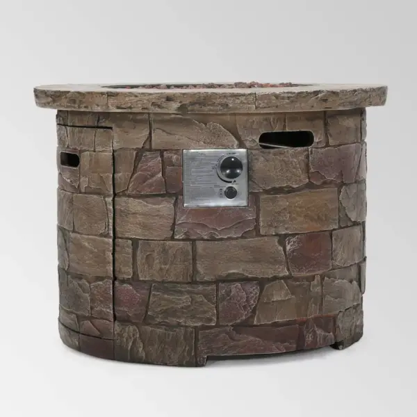 Stillwater Outdoor Circular Fire Table Natural Stone - Christopher Knight Home