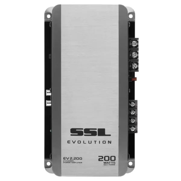 Sound Storm Laboratories EV2.200 Evolution 200 Watt 2-Channel 2 to 8 Ohm Stable Class A/B Full Range Car Amplifier, Gunmetal Gray