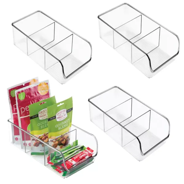 mDesign Plastic Food Packet Kitchen Storage Organizer Bin Caddy, 4 Pack - Clear