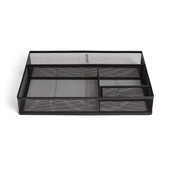 MyOfficeInnovations 4 Compartment Mesh Drawer Organizer, Matte Black 24402479