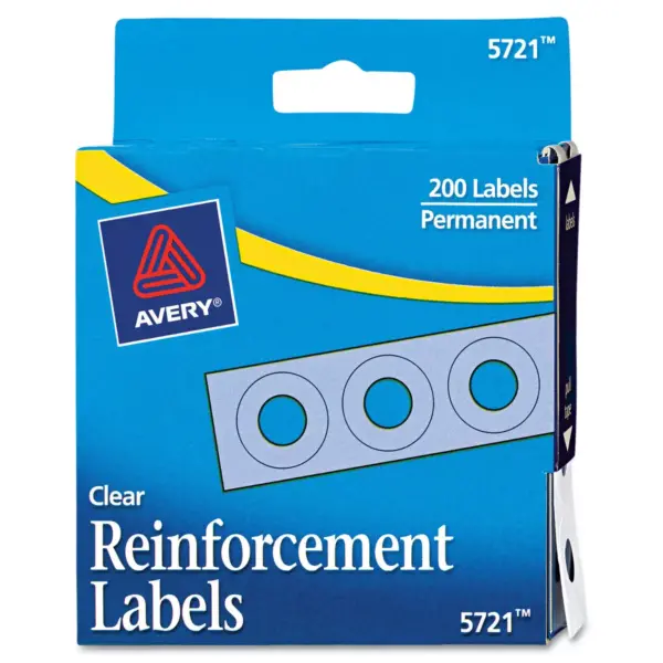 Avery Dispenser Pack Hole Reinforcements 1/4" Dia Clear 200/Pack 05721