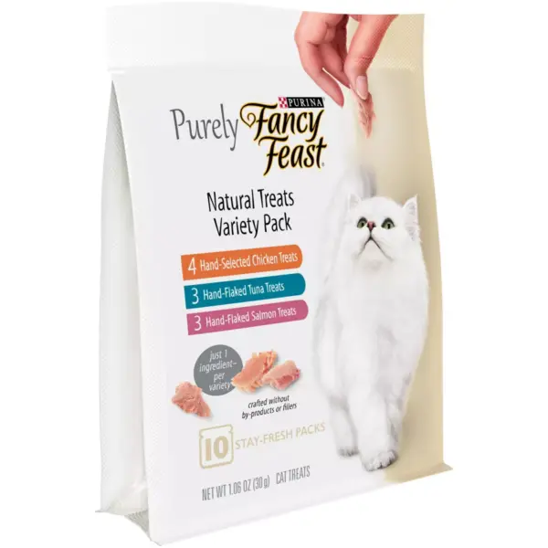 Purina Fancy Feast Purely Chicken, Tuna & Salmon Meaty Cat Treats - 1.06oz/10ct Variety Pack