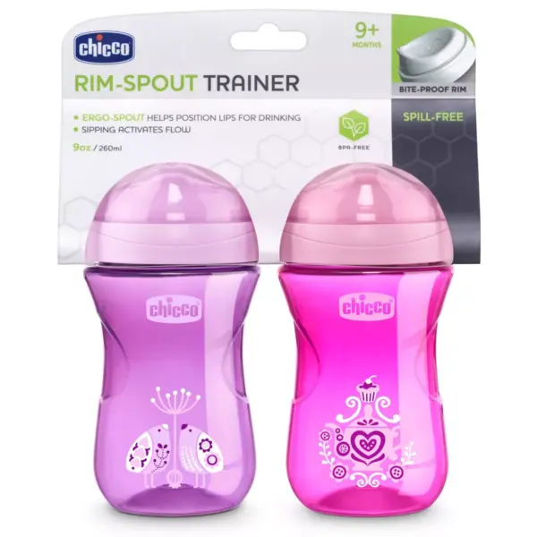 Chicco Rim Spout Trainer Sippy Cup 9M+ - Pink/Purple 9oz