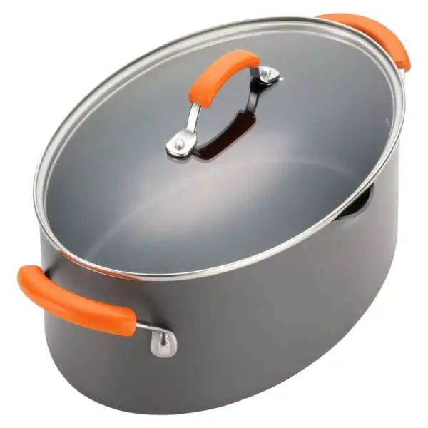 Rachael Ray Hard Anodized II Covered Pasta Pot -Orange Handle (8 Qt.)