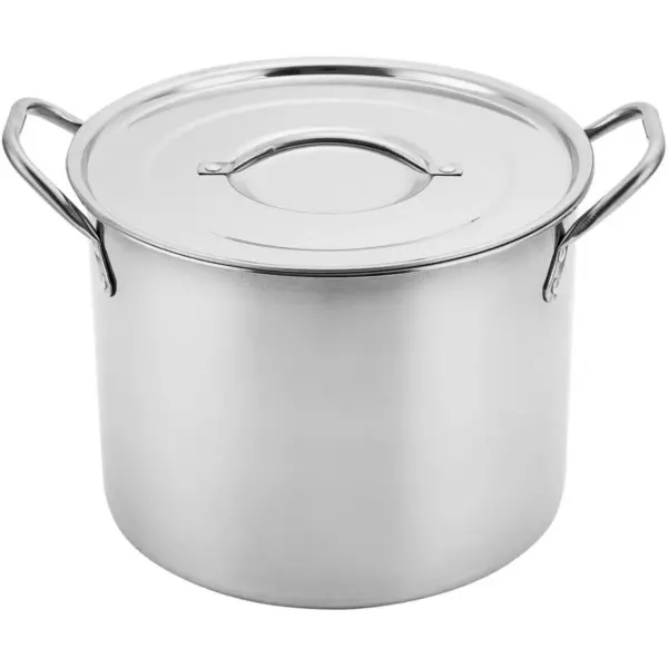 Alpine Cuisine 16.5 Quart Stainless Steel Stock Pot with Lid and Carrying Handles for Family Size Meals, Appetizers, Stews, and More, Silver