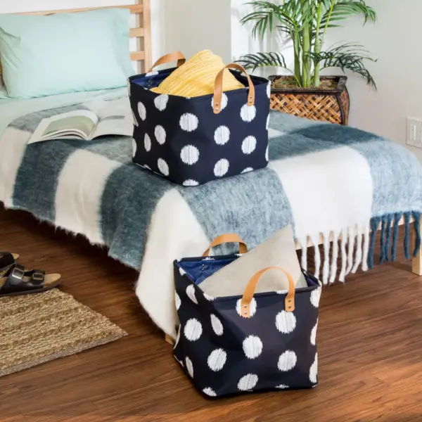 Honey-Can-Do Set of 2 Cube Storage Bin Navy