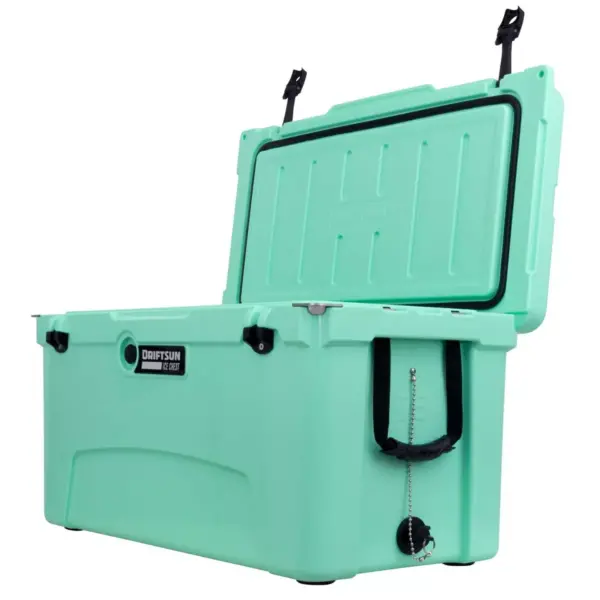 Driftsun Heavy Duty Rotomolded Thermoplastic UV Resistant Portable 75 Quart Insulated Hardside Ice Chest Beverage Cooler, Seafoam Green