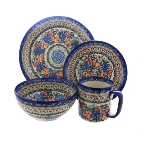 Blue Rose Polish Pottery Ashley 16 Piece Dinner Set