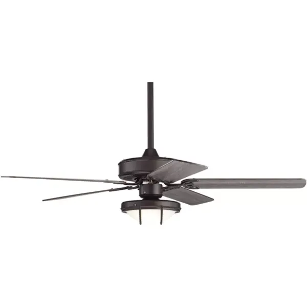 52" Casa Vieja Industrial Rustic Outdoor Ceiling Fan with Light LED Oil Rubbed Bronze Seasoned Wood Blades Damp Rated Patio Porch